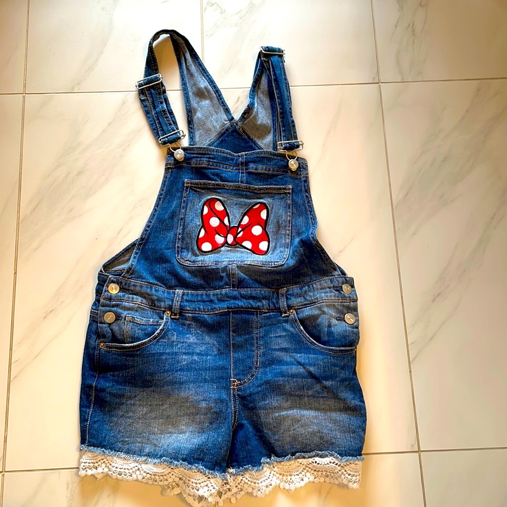 Disney Minnie Mouse Shorts Overalls with Lace Trim